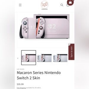 Lux Skin Macaron Series Paris Pink Nintendo Switch 2 Skin Full Set Hearts Logo